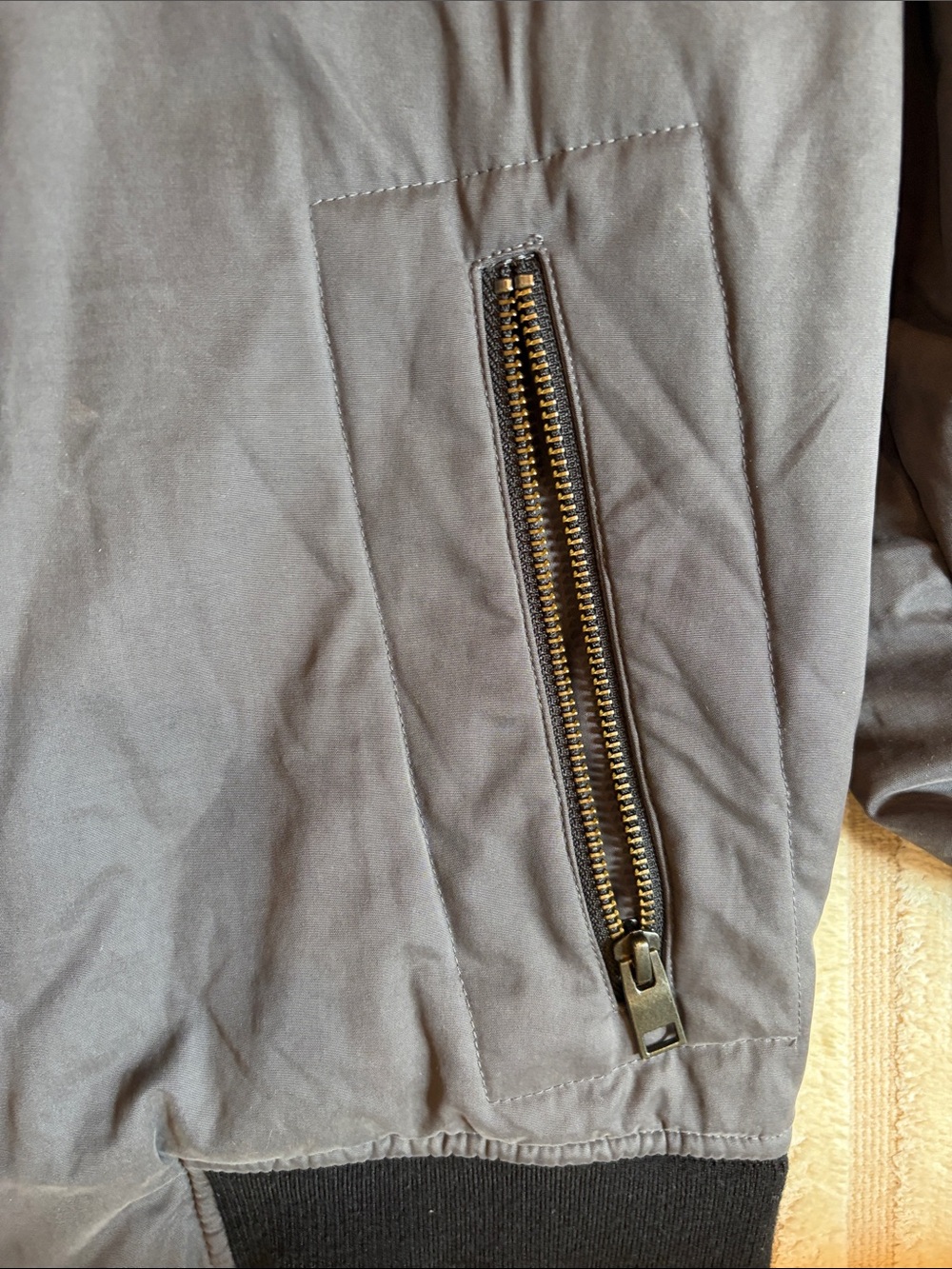 PAIGE Men's Charcoal Gray Bomber Jacket with Black Trim - Picture 4 of 6